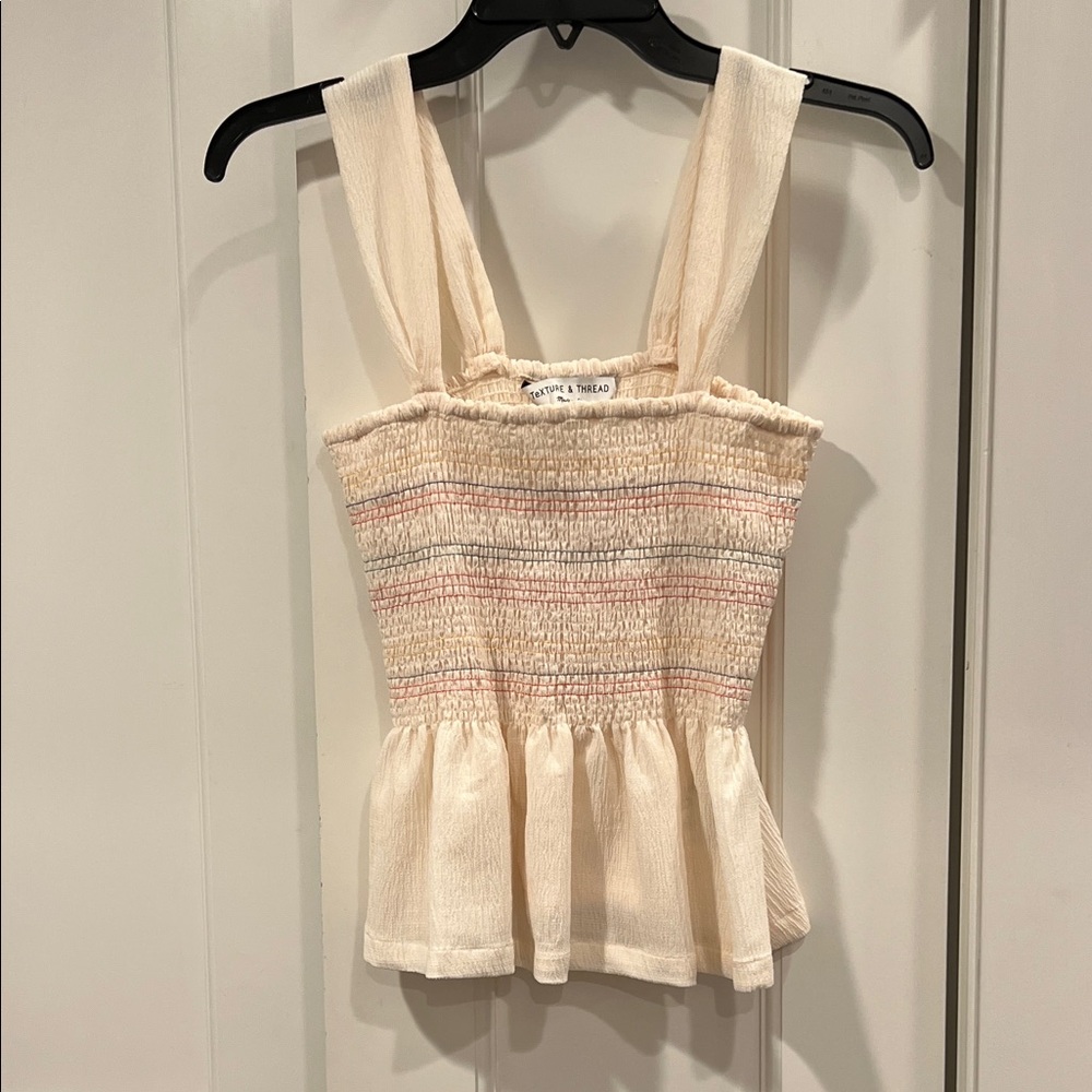 Madewell Cream Smocked Blouse